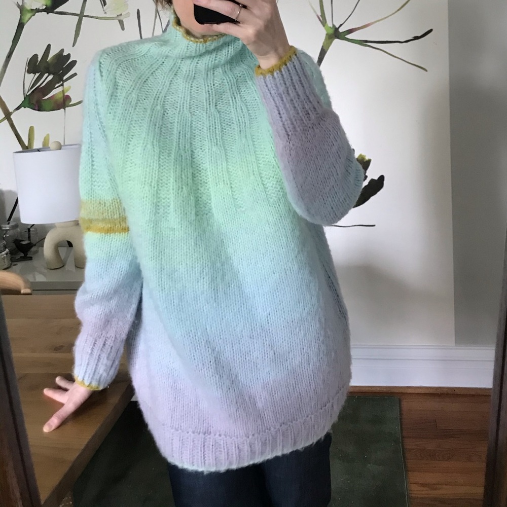 Mock neck ombré Anthropologie tunic sweater.